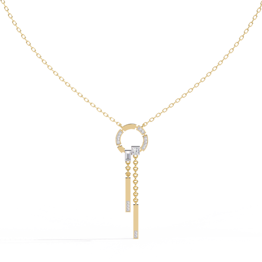 Orbit Tassel – Geometric Circle Drop Pendant in 14K Gold