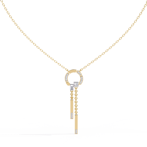 Orbit Tassel – Geometric Circle Drop Pendant in 14K Gold