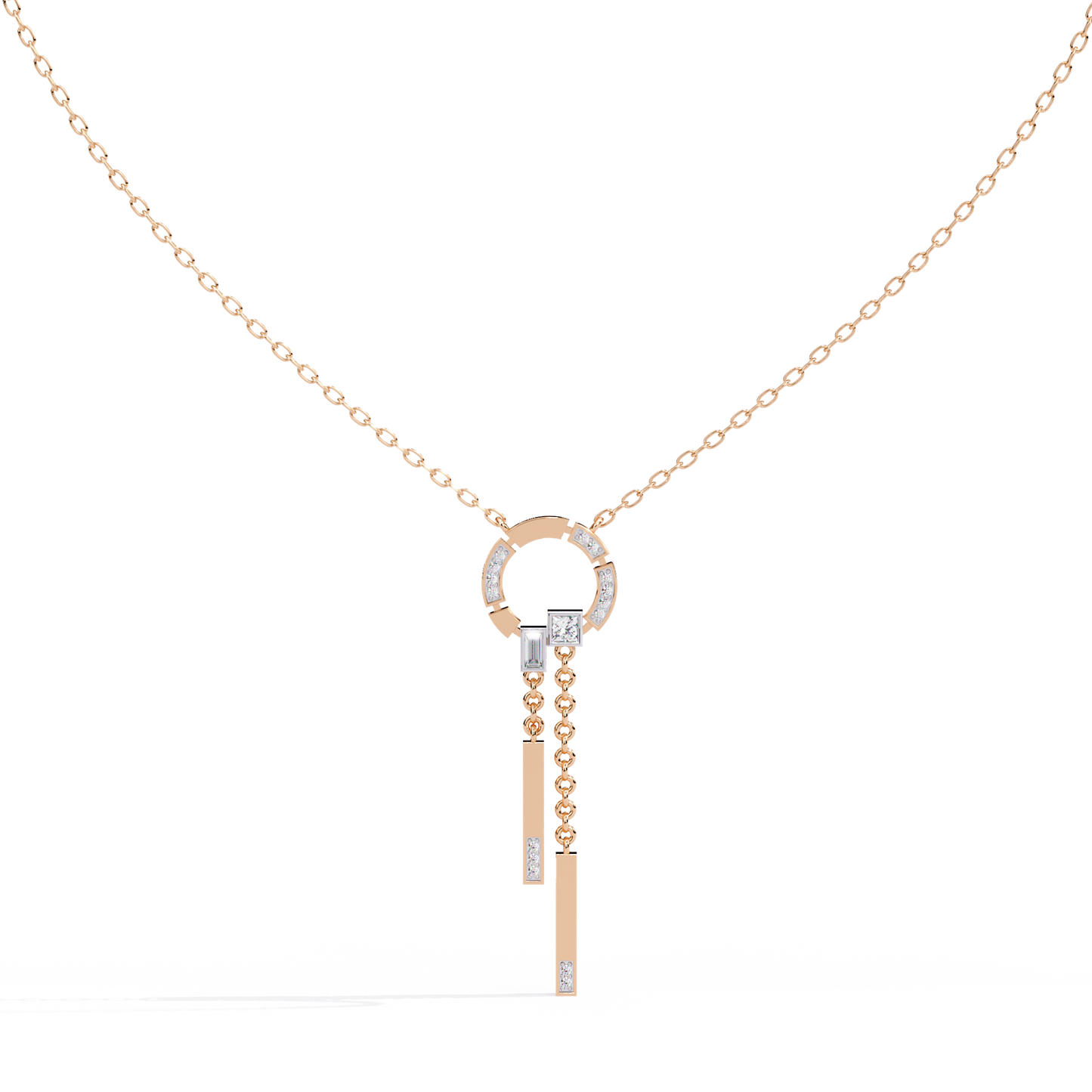 Orbit Tassel – Geometric Circle Drop Pendant in 14K Gold