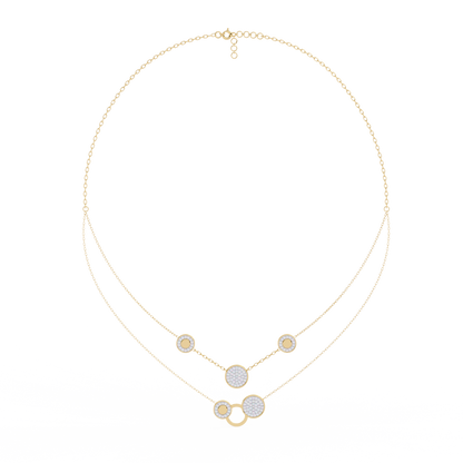 Celestial Medallion – Diamond Dual-Strand Necklace in 14K Gold