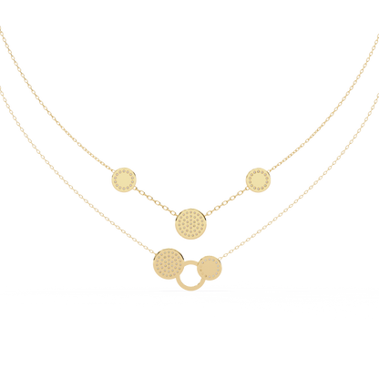 Celestial Medallion – Diamond Dual-Strand Necklace in 14K Gold