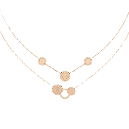 Celestial Medallion – Diamond Dual-Strand Necklace in 14K Gold