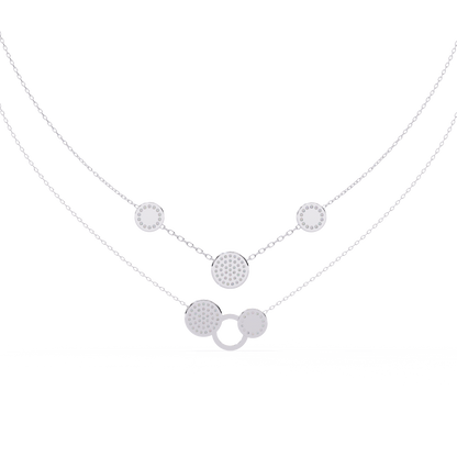 Celestial Medallion – Diamond Dual-Strand Necklace in 14K Gold