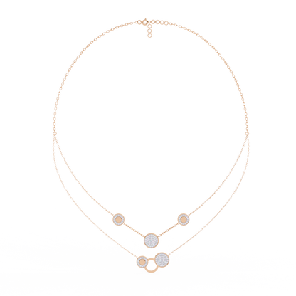 Celestial Medallion – Diamond Dual-Strand Necklace in 14K Gold