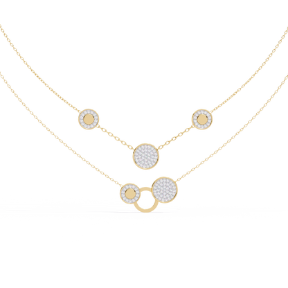 Celestial Medallion – Diamond Dual-Strand Necklace in 14K Gold