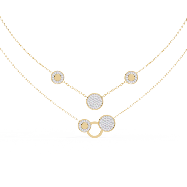 Celestial Medallion – Diamond Dual-Strand Necklace in 14K Gold
