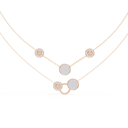 Celestial Medallion – Diamond Dual-Strand Necklace in 14K Gold