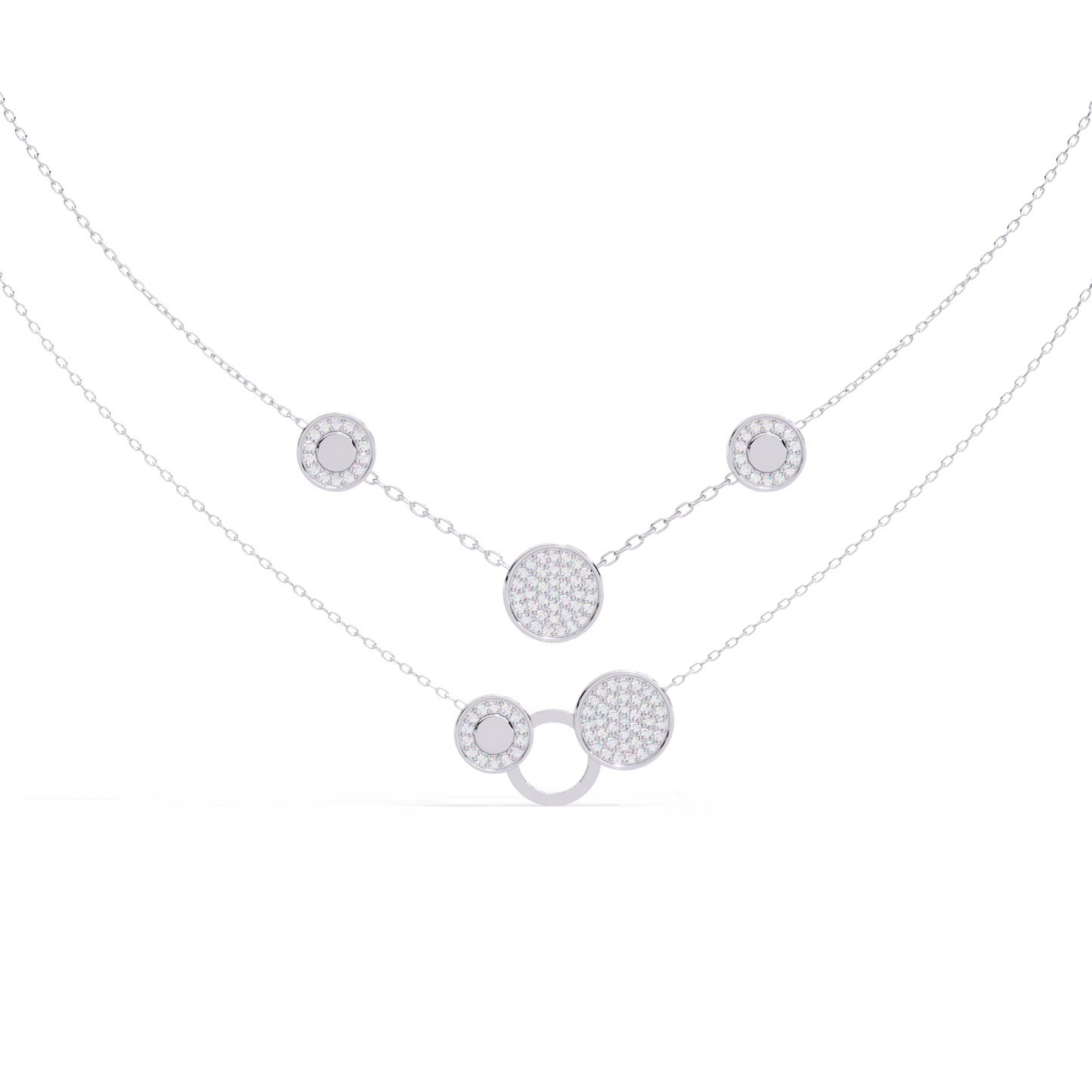 Celestial Medallion – Diamond Dual-Strand Necklace in 14K Gold