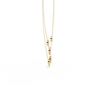 Celestial Medallion – Diamond Dual-Strand Necklace in 14K Gold