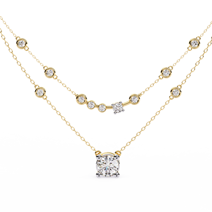 Radiant Drape – Diamond Bezel Necklace in 14K Gold
