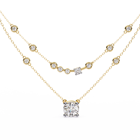 Radiant Drape – Diamond Bezel Necklace in 14K Gold