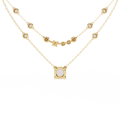 Radiant Drape – Diamond Bezel Necklace in 14K Gold