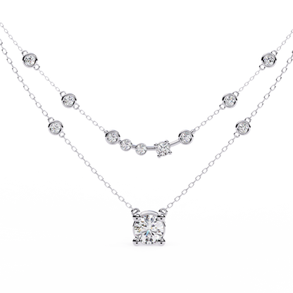 Radiant Drape – Diamond Bezel Necklace in 14K Gold
