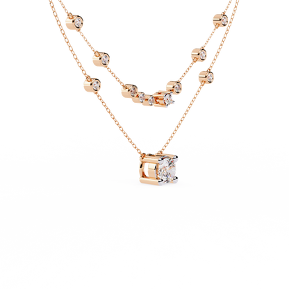Radiant Drape – Diamond Bezel Necklace in 14K Gold