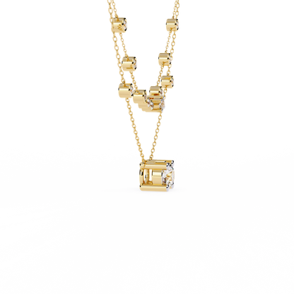 Radiant Drape – Diamond Bezel Necklace in 14K Gold