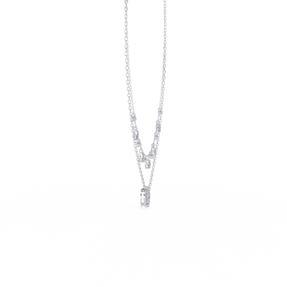 Lunar Link – Dual Charm Diamond Necklace in 14K Gold