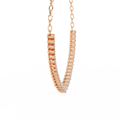 Eclat V-Shape – Graduated Diamond Necklace in 14K Gold