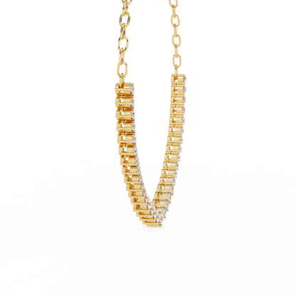 Eclat V-Shape – Graduated Diamond Necklace in 14K Gold
