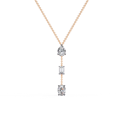 Trinity Drop – Pear, Baguette & Oval Lab Diamond Pendant in 14K Gold