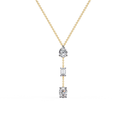 Trinity Drop – Pear, Baguette & Oval Lab Diamond Pendant in 14K Gold