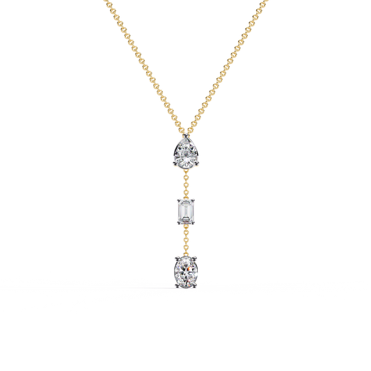 Trinity Drop – Pear, Baguette & Oval Lab Diamond Pendant in 14K Gold