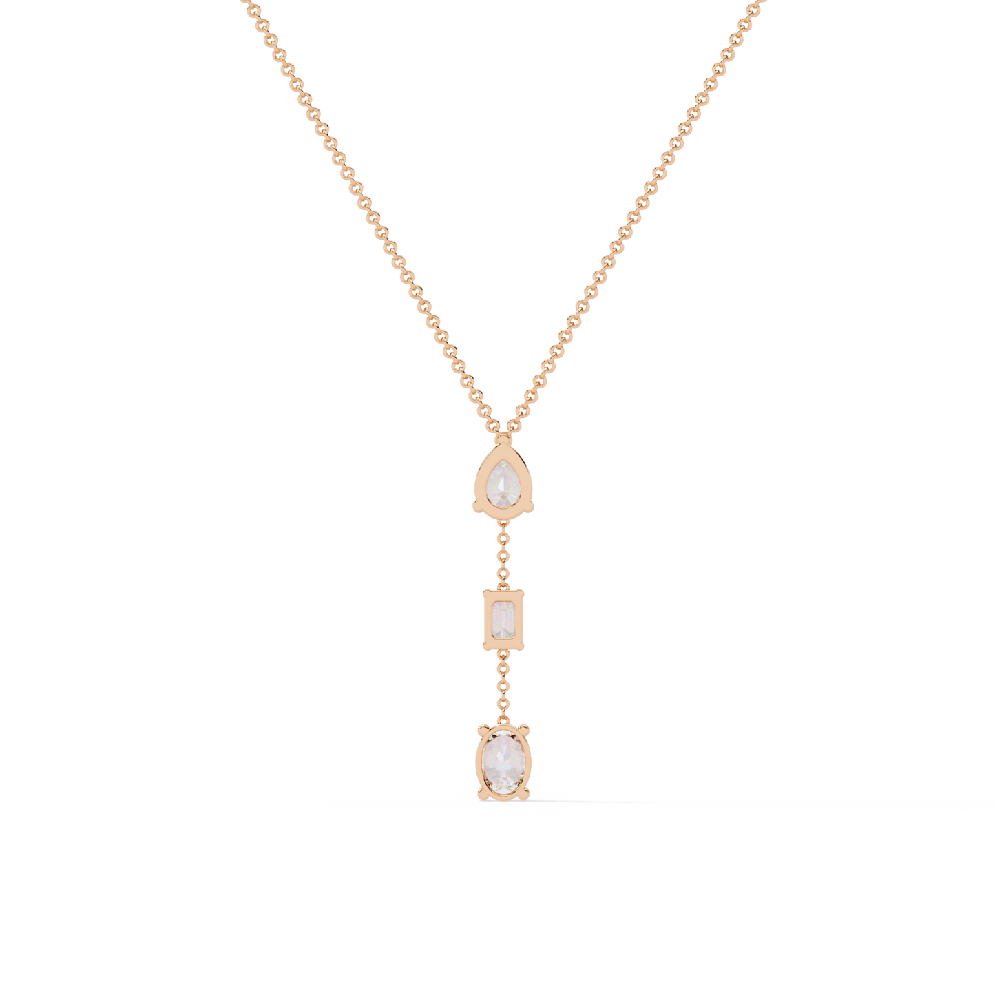 Trinity Drop – Pear, Baguette & Oval Lab Diamond Pendant in 14K Gold