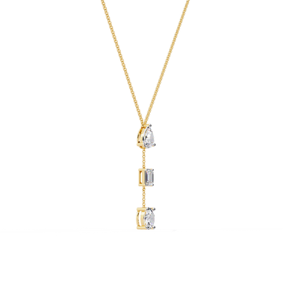 Trinity Drop – Pear, Baguette & Oval Lab Diamond Pendant in 14K Gold