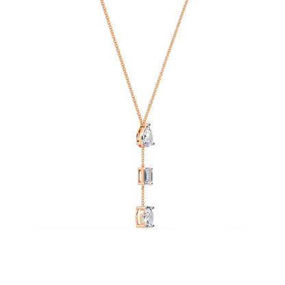 Trinity Drop – Pear, Baguette & Oval Lab Diamond Pendant in 14K Gold