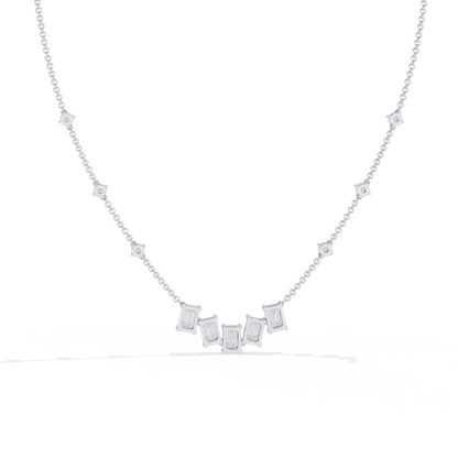 Lumina Radiant – Emerald & Round Diamond Necklace in 14K Gold