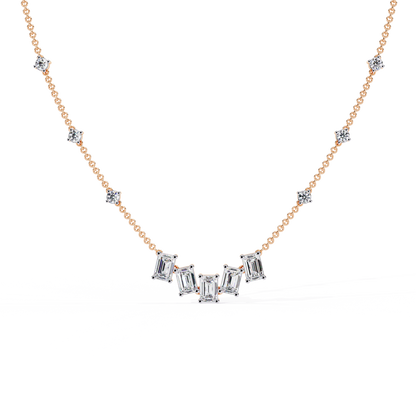 Lumina Radiant – Emerald & Round Diamond Necklace in 14K Gold
