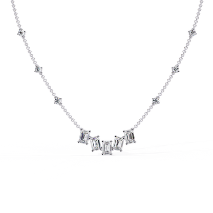 Lumina Radiant – Emerald & Round Diamond Necklace in 14K Gold