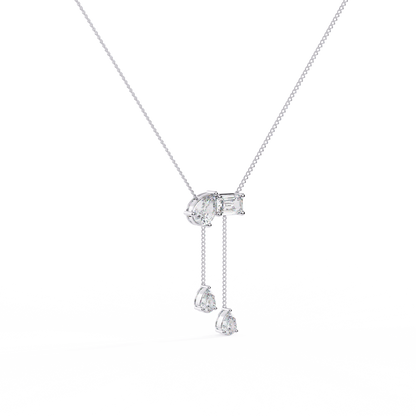 Lariat Éclat – Emerald & Pear Lab Diamond Drop Necklace in 14K Gold