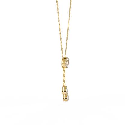 Lariat Éclat – Emerald & Pear Lab Diamond Drop Necklace in 14K Gold