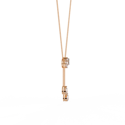 Lariat Éclat – Emerald & Pear Lab Diamond Drop Necklace in 14K Gold