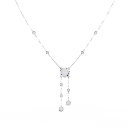Cascade Lariat – Round Diamond Drop Necklace in 14K Gold