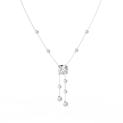 Cascade Lariat – Round Diamond Drop Necklace in 14K Gold
