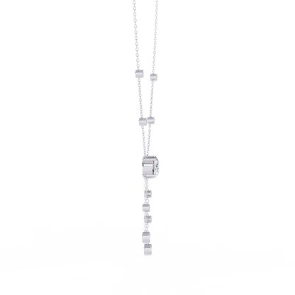 Cascade Lariat – Round Diamond Drop Necklace in 14K Gold