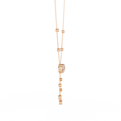 Cascade Lariat – Round Diamond Drop Necklace in 14K Gold