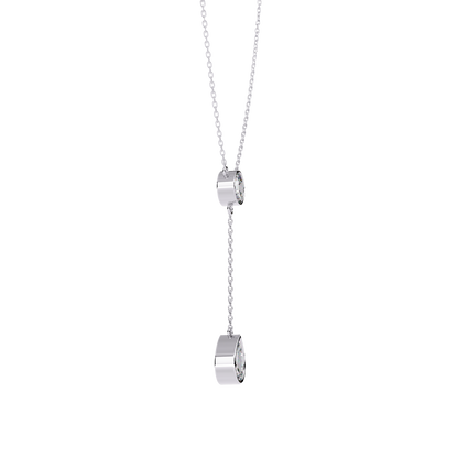 Duo Drop – Round & Pear Lab Diamond Y Necklace in 14K Gold