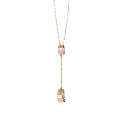 Duo Drop – Round & Pear Lab Diamond Y Necklace in 14K Gold