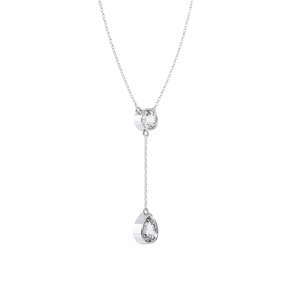 Duo Drop – Round & Pear Lab Diamond Y Necklace in 14K Gold