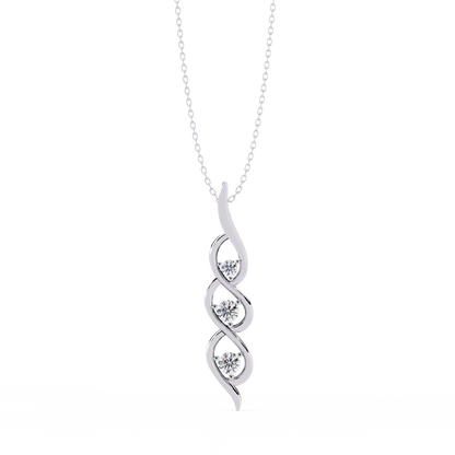 Eternal Twist – 3-Stone Lab Diamond Pendant in 14K Gold