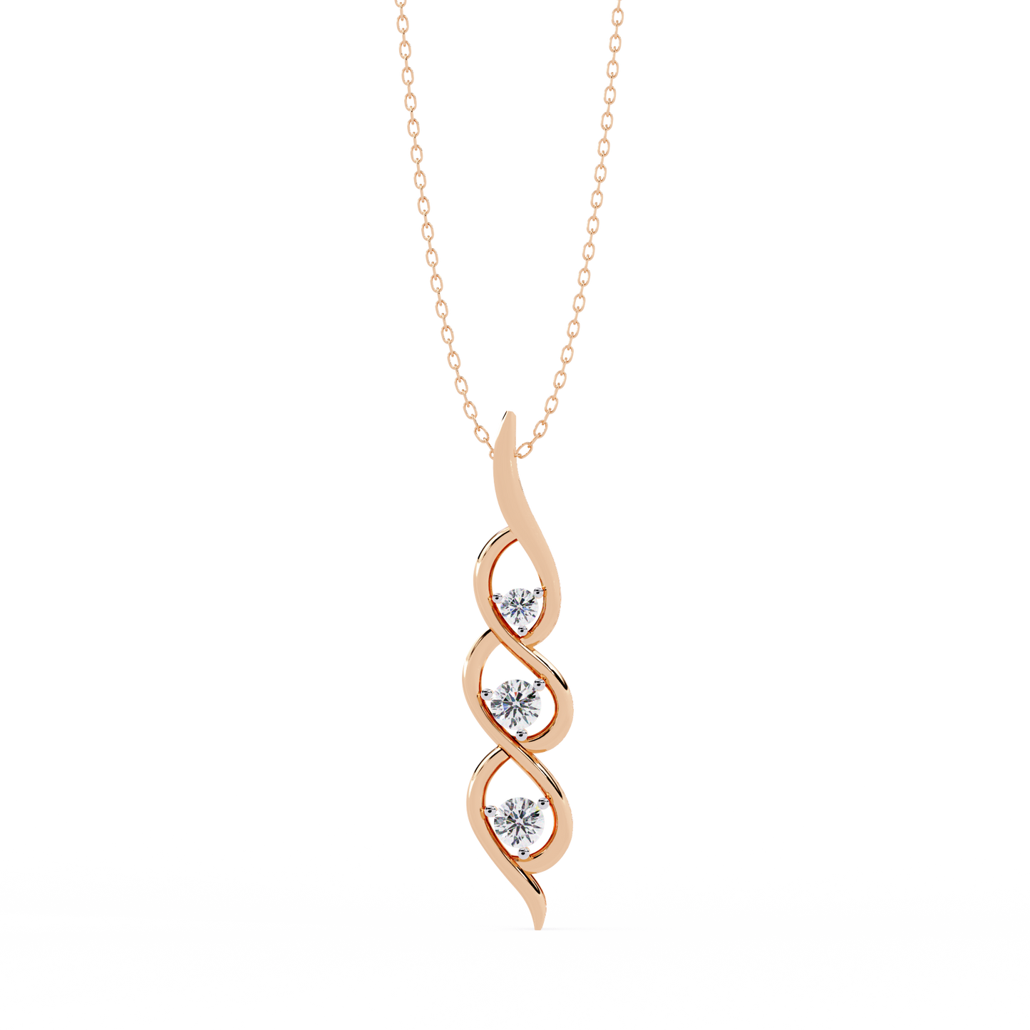 Eternal Twist – 3-Stone Lab Diamond Pendant in 14K Gold
