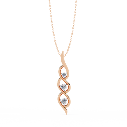 Eternal Twist – 3-Stone Lab Diamond Pendant in 14K Gold