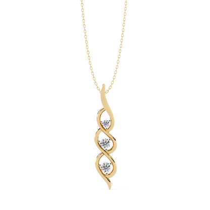 Eternal Twist – 3-Stone Lab Diamond Pendant in 14K Gold