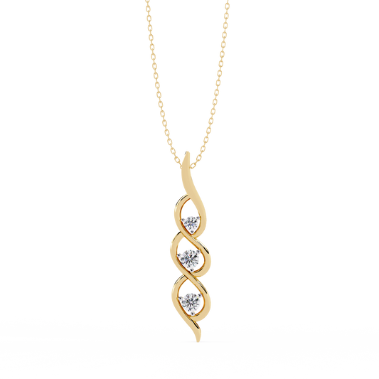 Eternal Twist – 3-Stone Lab Diamond Pendant in 14K Gold