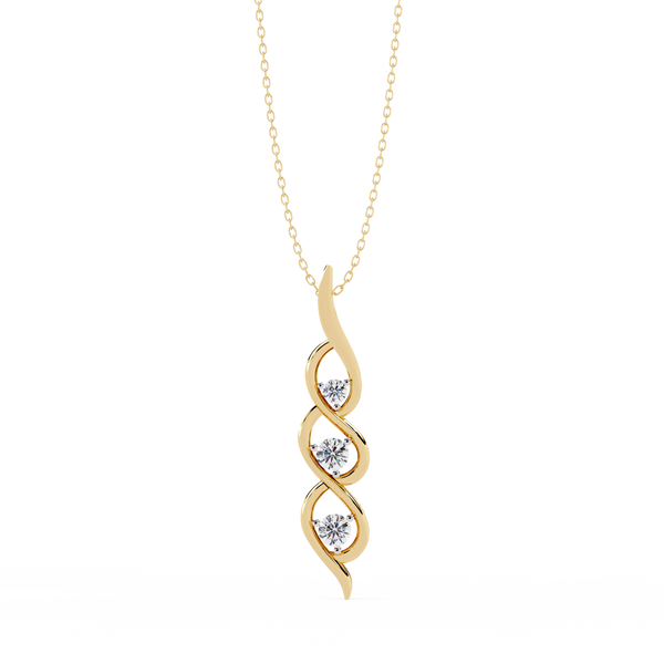 Eternal Twist – 3-Stone Diamond Pendant in 14K Gold
