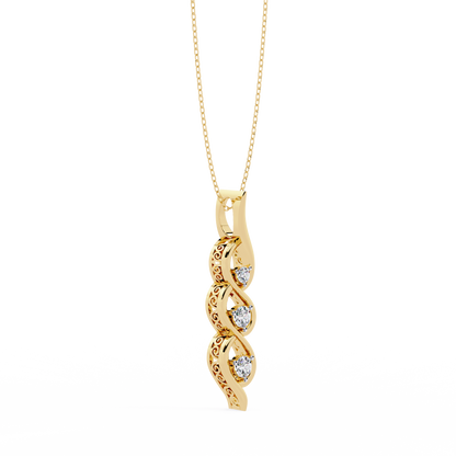 Eternal Twist – 3-Stone Lab Diamond Pendant in 14K Gold