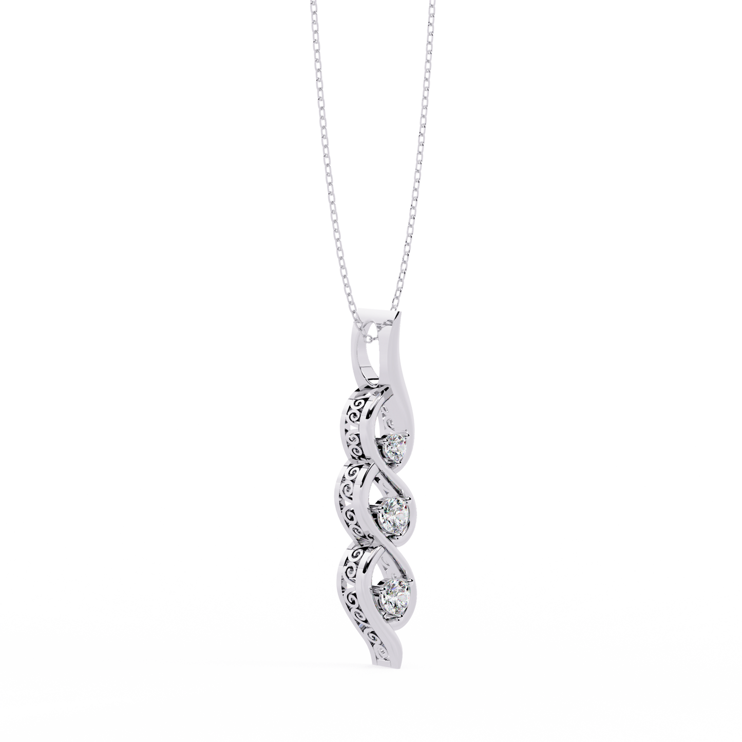 Eternal Twist – 3-Stone Lab Diamond Pendant in 14K Gold