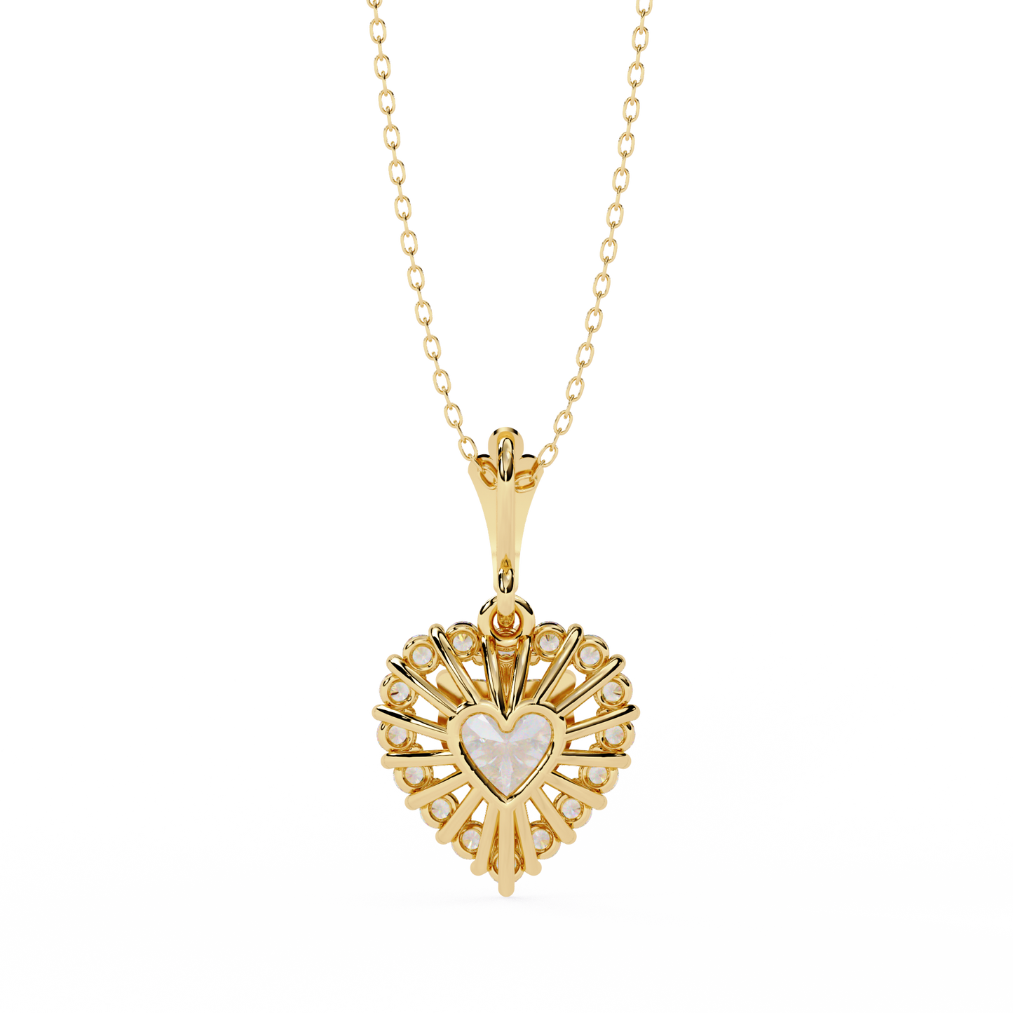 Amour Radiant – Heart Halo Lab Diamond Pendant in 14K Gold